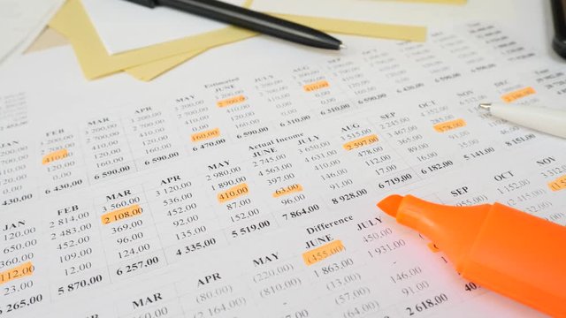 Calculating income and expenses. Family budget or monthly payments. Calculate monthly income and expenses