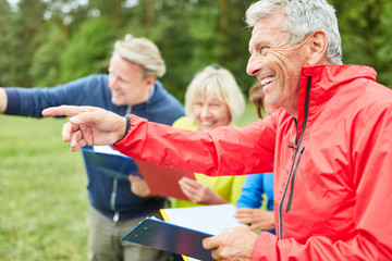 Group of seniors enjoys geocaching