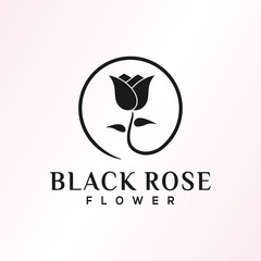 Black rose flower minimalist logo