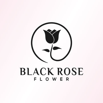 Black rose flower minimalist logo Stock Vector | Adobe Stock