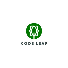 code leaf logo icon design - vector