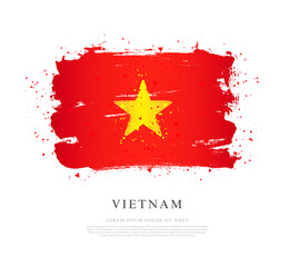 Flag of Vietnam. Independence Day. Brush strokes
