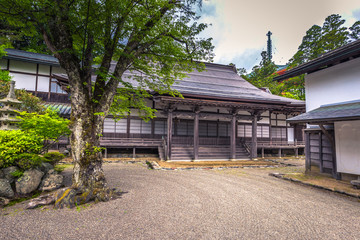 Fototapeta na wymiar Koyasan - June 04, 2019: Buddhist temple in Koyasan, Japan