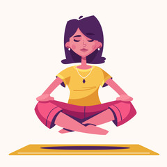 Meditation health benefits for body, mind and emotions. Cartoon vector illustration