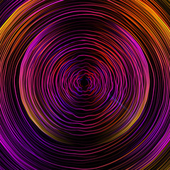 Abstract digital future wave lines vector background in circle shape. Tech music sound concept. Electronic light rounds illustration on black backdrop