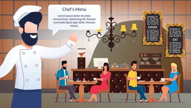 Restaurant or Cafeteria Flat Vector Ad Poster