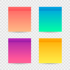 Different colorful post note stickers, vector collection. Sticky tapes with shadow template. Post note paper. Place any text on it