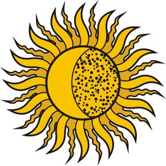 Shining solar eclipse tattoo image