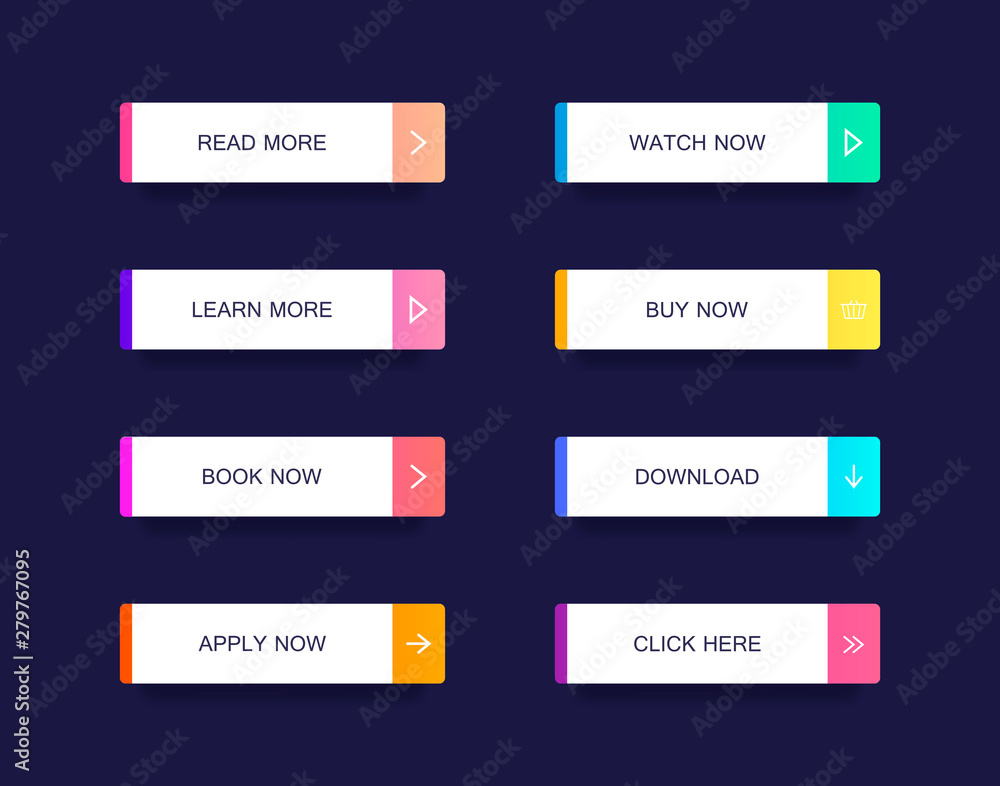 Poster set of modern material style buttons for website, mobile app and infographic . different gradient co
