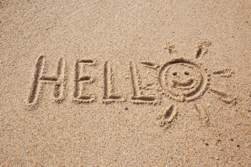 sand zeichnung hello