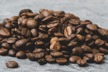 Roasted coffee beans pile