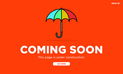 Fototapeta na wymiar Coming Soon UI Design with Umbrella