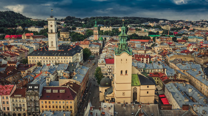 Fototapeta na wymiar Lviv bird's-eye view of the city July2019