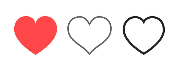 Heart icon collection. Live stream video, chat, likes. Social media
