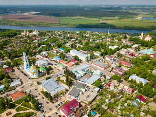 Fototapeta na wymiar Aerial view of Kashira overlooking Vvedenskaya church