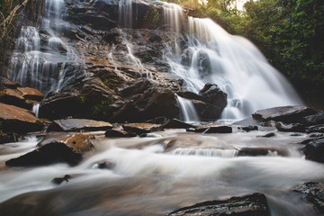 Travel photo of Sirimane Falls in Sringeri, Karnataka, India. Beautiful flowy milky waterfall. Long exposure Landscape. Nature exploration. Wanderlust . Koppa village