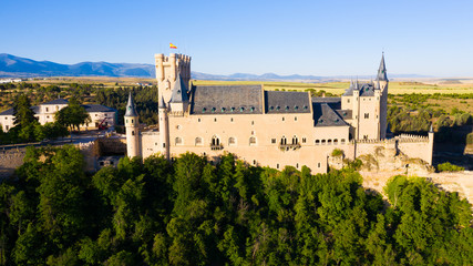 Aerial view of fortress Alcazar of Segovia. Spain