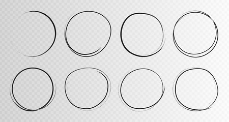 Hand drawn grunge circles sketch frame super set. Rounds scribble line circles. Vector illustrations