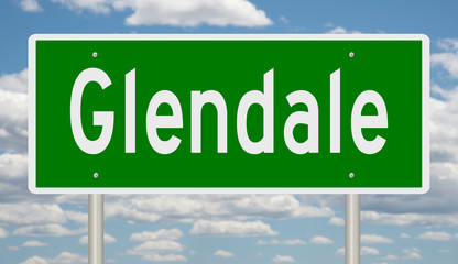 Rendering of a green highway sign for Glendale