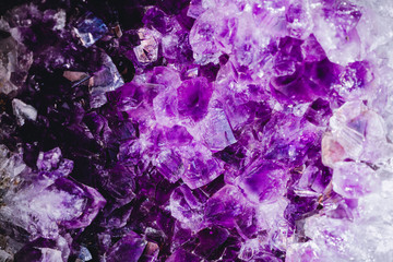 Macro photography of the amethyst crystal druse.