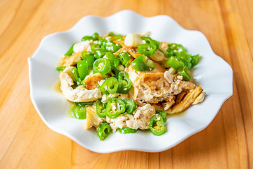 Chinese Hunan home cooking chili fried tofu