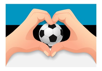 Fototapeta premium Estonia soccer ball and hand heart shape