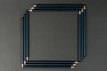 Obraz premium frame black pencils, mock up, copy space