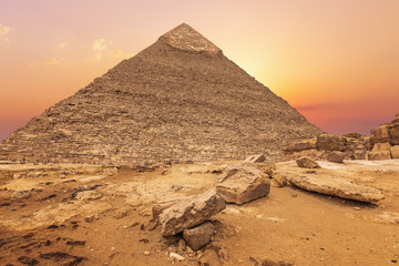 Beautiful Pyramid of Khafre in the evening sun, Giza, Egypt