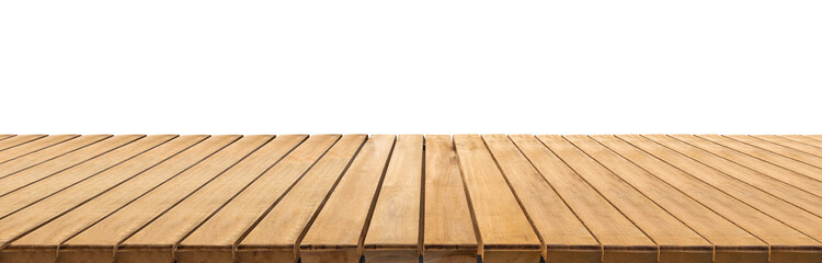 wood floor perspactive on white background clipping path