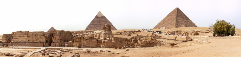 The Sphinx and the Pyramids panorama, Giza, Egypt