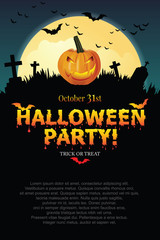 Halloween party poster with Pumpkin ghost.