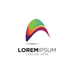 Letter A logo design template.Abstract colorful initial A icon