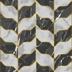 Plexiglas foto achterwand Marble luxury seamless pattern with golden decor © kronalux
