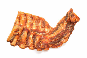 Smoked dry pork ribs isolated on white