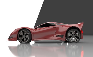Obraz na płótnie Canvas Modern red sports car ,3d ,render.