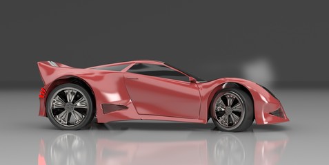 Fototapeta na wymiar Modern red sports car ,3d ,render.