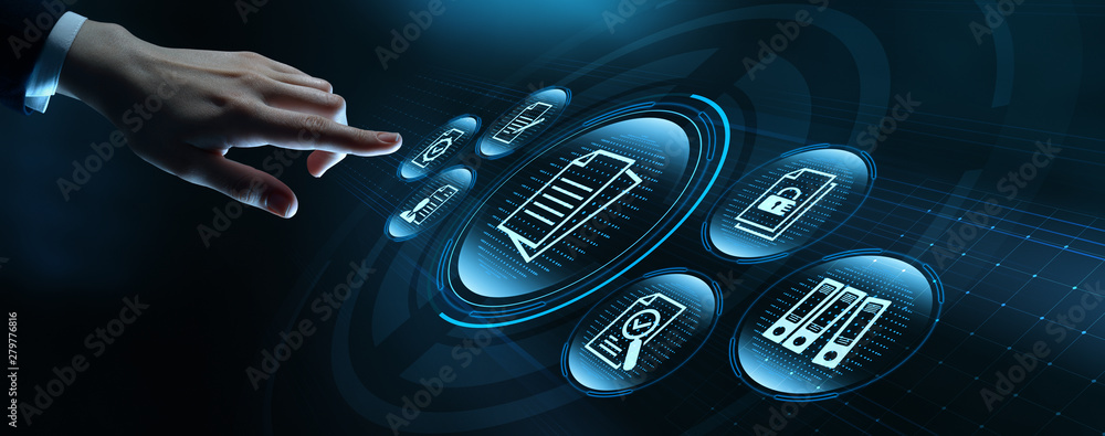 Poster document management data system business internet concept