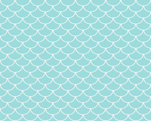 Fish scales seamless pattern, pastel turquoise abstract background, vector illustration © serz72