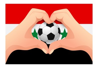 Fototapeta premium syria soccer ball and hand heart shape