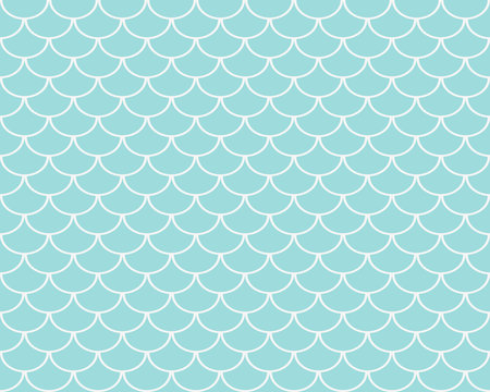 Fish scales seamless pattern, pastel turquoise abstract background, vector illustration