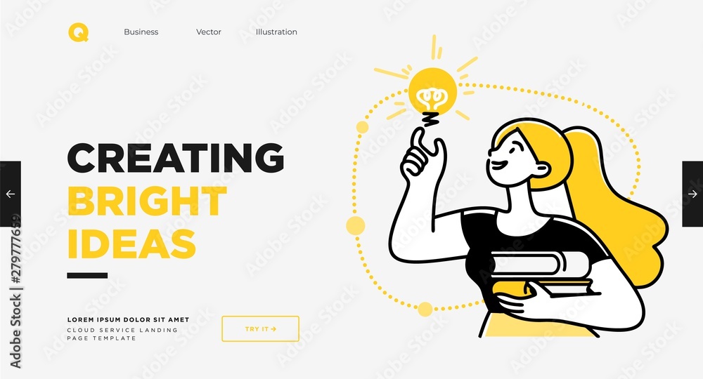 Poster presentation slide template or landing page website design. business concept illustrations. modern f