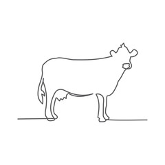 Cow One line drawing on white background