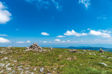 Summer panoramic landscape from Belmeken peak. Bulgaria, Rila mountain national park,