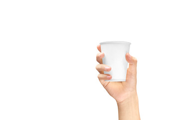 Hand holding a styrofoam cup with coffee
