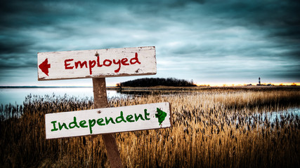 Street Sign Independent versus Employed