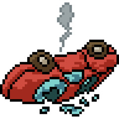 Obraz premium vector pixel art car crash