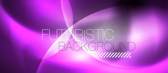 Shiny neon color light with circles abstract background