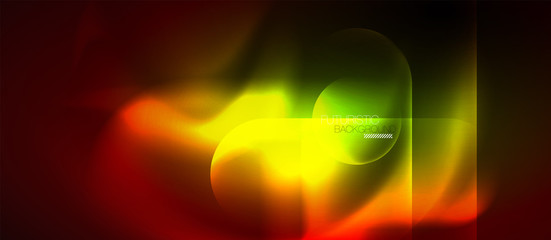 Neon glowing techno lines, blue hi-tech futuristic abstract background template