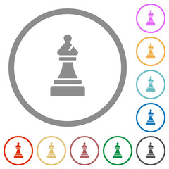 Black chess bishop flat icons with outlines