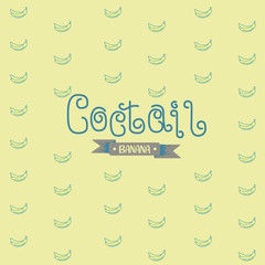 Vector seamless pattern with handmade lettering in pastel colors. Creative typography concept can be used for glass, poster, sticker, packaging, packaging, logo. Milk banana cocktail Pattern Design